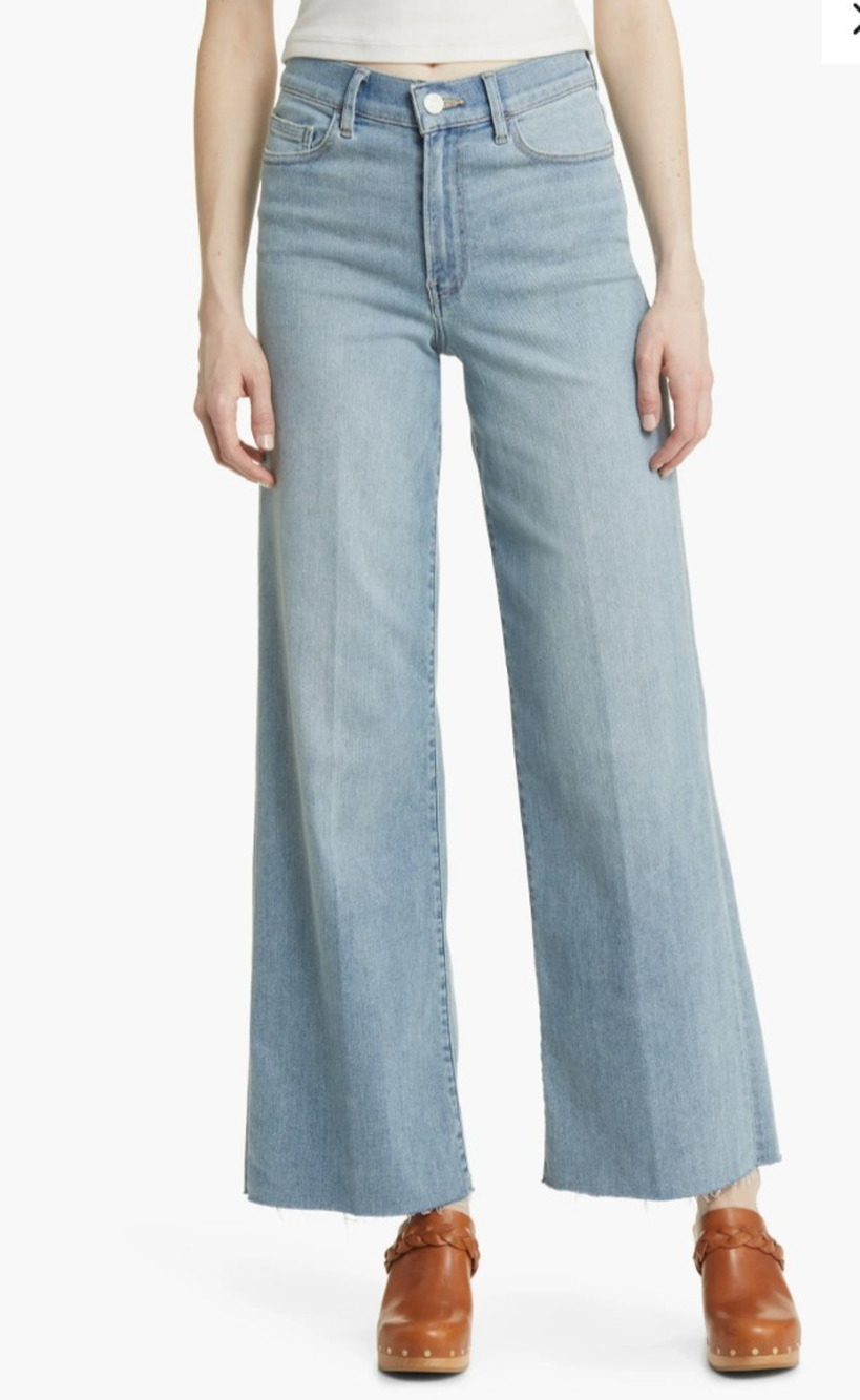 Frame Womens Le Slim Palazzo Wide Leg Raw Hem High Rise Jeans in Wilson Size 32